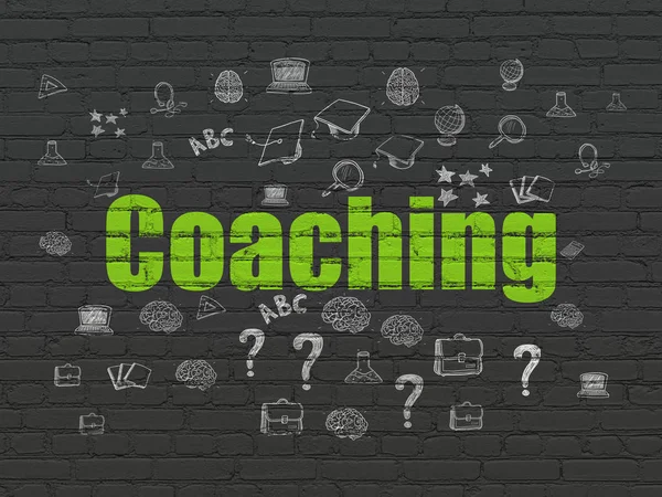 Studying concept: Coaching on wall background — Stock Photo, Image