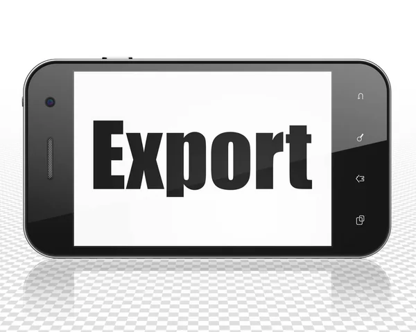 Finanzkonzept: Smartphone mit Export auf dem Display — Stockfoto
