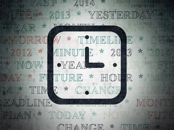 Koncepcja Timeline: Zegarek na tle cyfrowych danych papierze — Zdjęcie stockowe