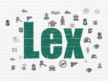 Hukuk kavramı: Lex duvar arka plan üzerinde