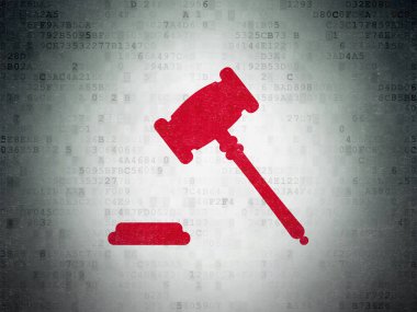 Hukuk kavramı: Sayısal Veri Kağıdı arkaplanı Gavel