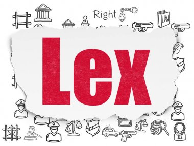 Hukuk kavramı: Yırtık Kağıt arkaplanı üzerine Lex