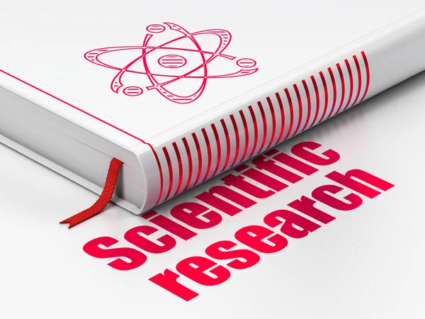 Wissenschaftskonzept: Buchmolekül, wissenschaftliche Forschung auf weißem Hintergrund — Stockfoto