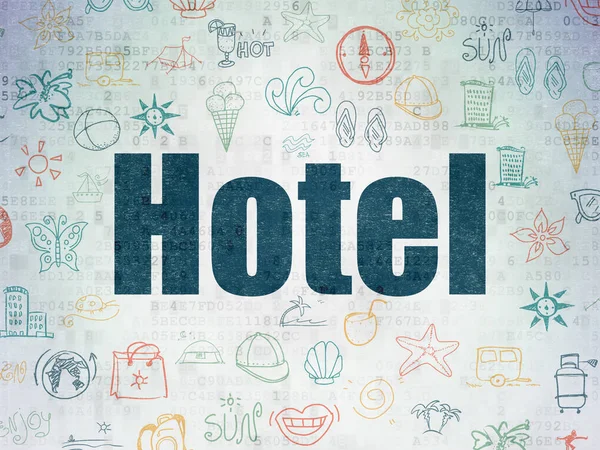 Urlaubskonzept: Hotel auf digitalem Datenpapier — Stockfoto