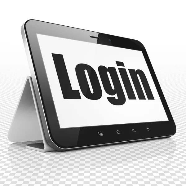 Sicherheitskonzept: Tablet-Computer mit Login auf dem Display — Stockfoto