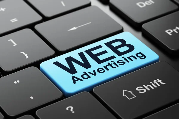 广告理念: 网络广告在电脑键盘上的背景 — 图库照片