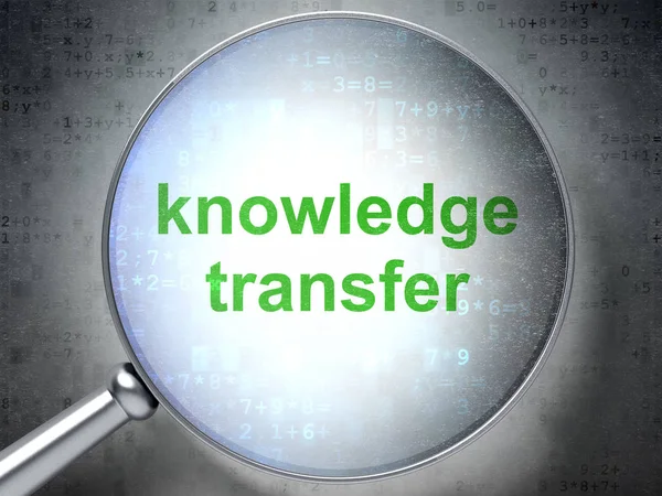 Concepto educativo: Transferencia de conocimientos con vidrio óptico — Foto de Stock