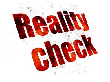 Ekonomi kavramı: Reality Check dijital arka plan üzerinde
