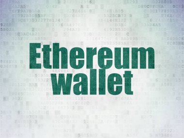 Cryptocurrency kavramı: dijital veri kağıt arka plan Ethereum cüzdan