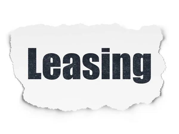 Obchodní koncept: Leasing na roztrhané papírové pozadí — Stock fotografie