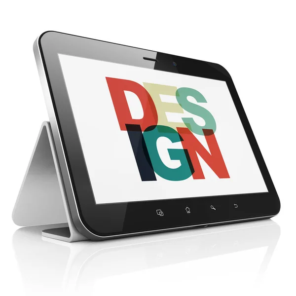 Marketing concept: Tablet Computer met Design tentoongesteld — Stockfoto