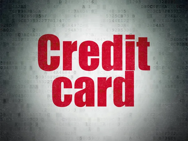 お金の概念: デジタル データ用紙の背景にクレジット カード — ストック写真