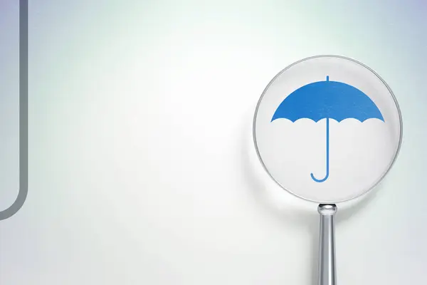 Concept de sécurité : Parapluie avec verre optique sur fond numérique — Photo