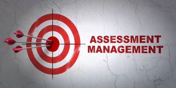 Business concept: target and Assessment Management on wall background — Stock Photo, Image