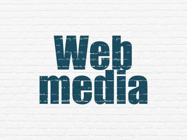 Web ontwikkelingsconcept: Webmedia op muur achtergrond — Stockfoto