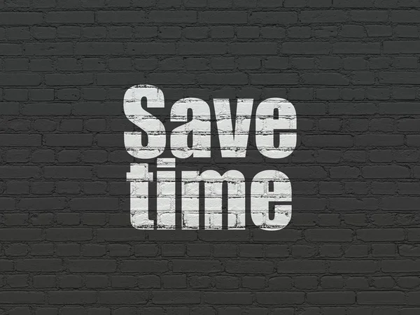 Timeline-Konzept: Sparen Sie Zeit auf dem Wandhintergrund — Stockfoto