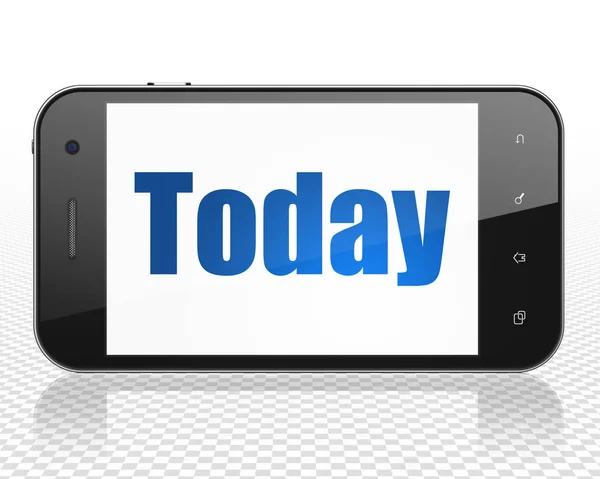 Conceito de tempo: Smartphone com hoje em exibição — Fotografia de Stock