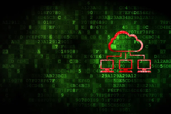 Концепция облачных вычислений: облачная сеть на цифровом фоне — стоковое фото