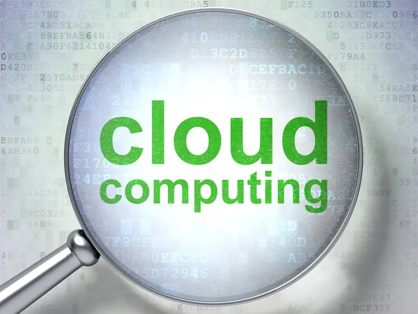 Cloud netwerken concept: Cloud Computing met optisch glas — Stockfoto