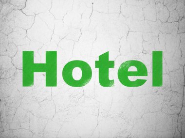 Seyahat kavramı: duvar arka plan üzerinde otel