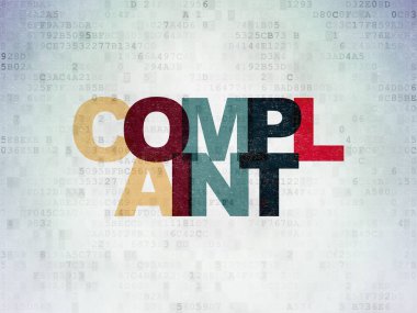 Hukuk kavramı: şikayet dijital veri kağıt arka plan üzerinde