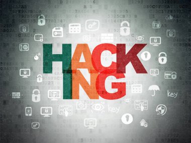 Güvenlik kavramı: dijital veri kağıt arka plan üzerinde Hacking