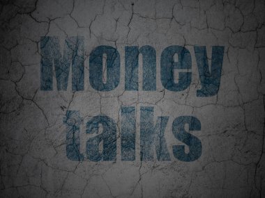 Ekonomi kavramı: para konuşur grunge üzerinde duvar arka plan