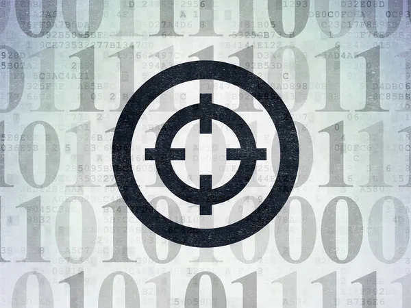 Financieel concept: Target on Digital Data Paper achtergrond — Stockfoto