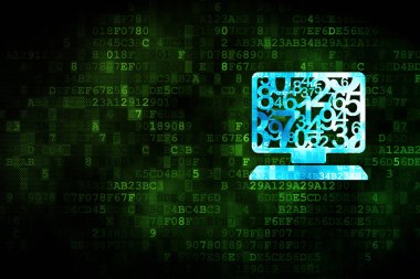 Eğitim kavramı: bilgisayar dijital arka plan üstünde Pc