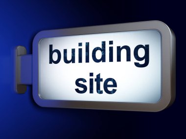 İnşaat kavramı: billboard arka plan inşaat alanında