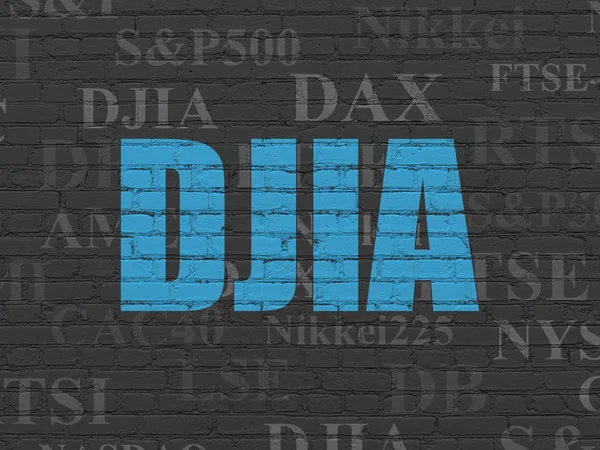 Stock market indexes concept: DJIA on wall background — Stock Photo, Image