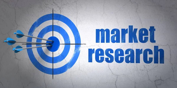 Concetto pubblicitario: target e ricerche di mercato sullo sfondo della parete — Foto Stock