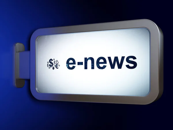 Nachrichtenkonzept: E-News und Finanzsymbol auf Plakathintergrund — Stockfoto