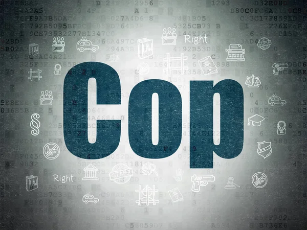 Понятие права: Cop on Digital Data Paper background — стоковое фото