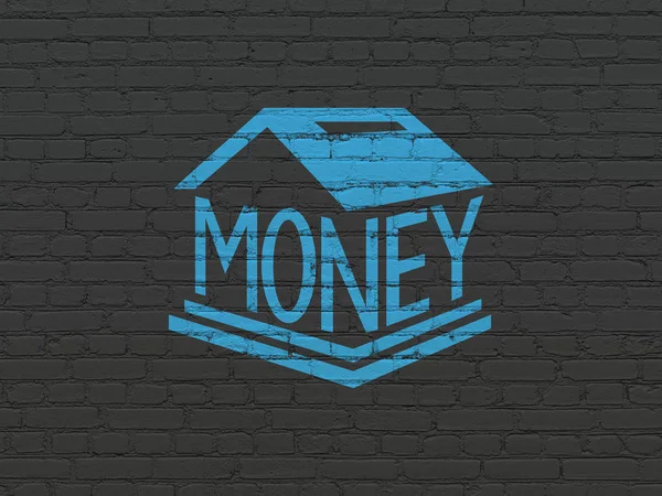 Money concept: Money Box on wall background