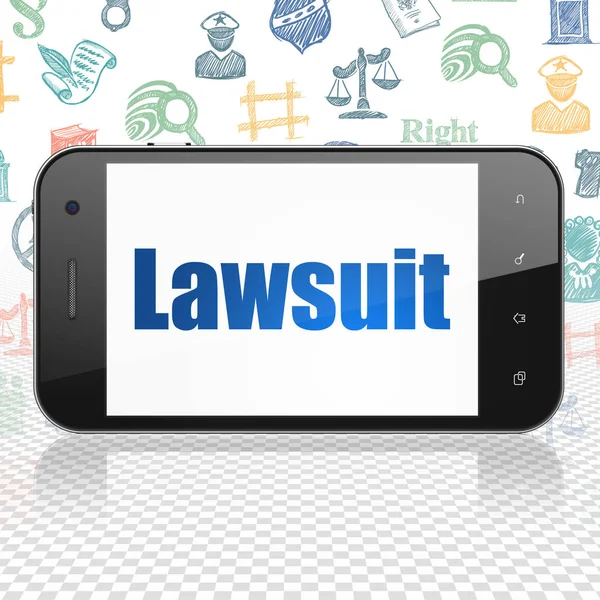 法律概念: 智能手机显示诉讼 — 图库照片