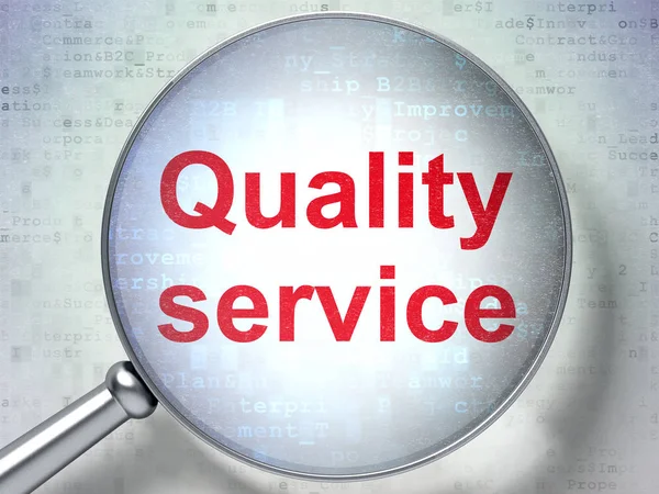 Business concept: Quality Service with optical glass