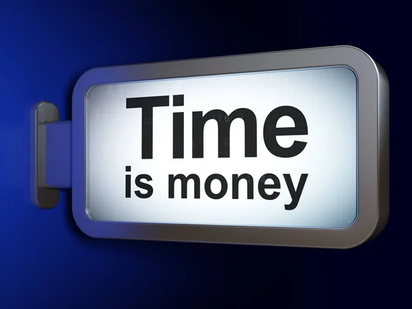 Concept de finance : Le temps est argent sur fond de panneau d'affichage — Photo