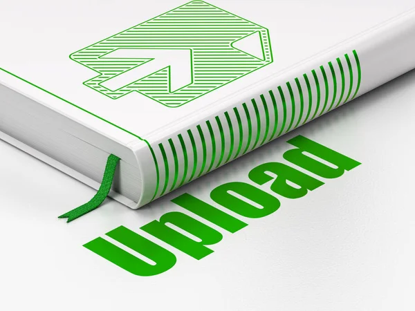 Web development concept: book Upload, Upload on white background — Stock Photo, Image