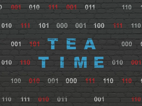Tijdlijn concept: Tea Time op muur achtergrond — Stockfoto
