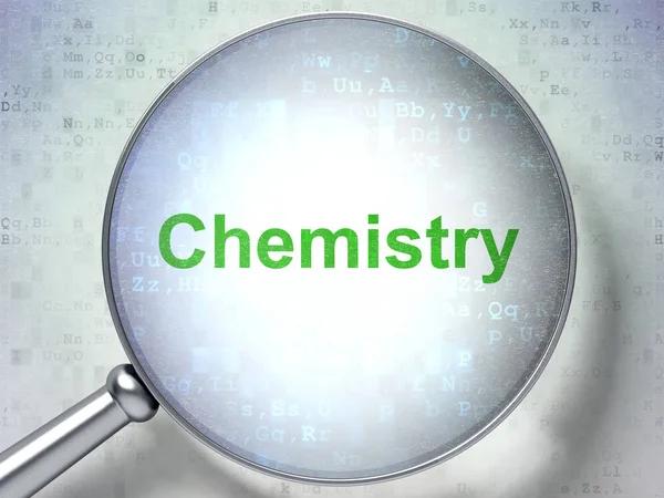 Education concept: Chemistry with optical glass — Stock Photo, Image