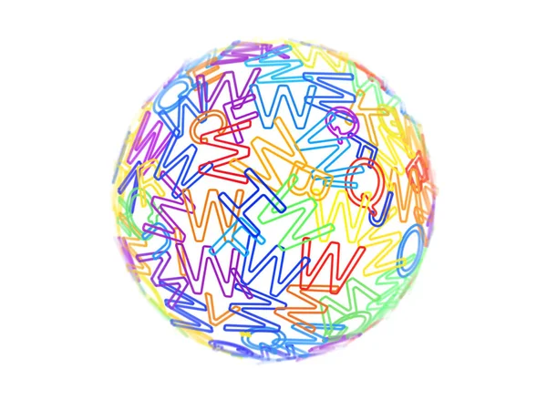 Globe of bol gemaakt van willekeurige gekleurde letters van het Engelse alfabet. — Stockvector