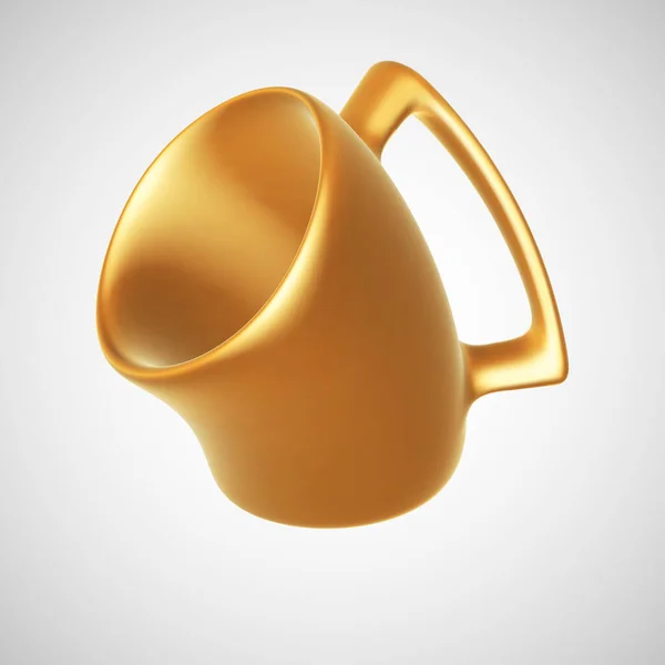 3D golden comic mug isolated on white background. — Stock Vector