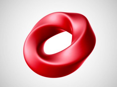 Beyaz arkaplanda 3 boyutlu kırmızı torus izole edildi.