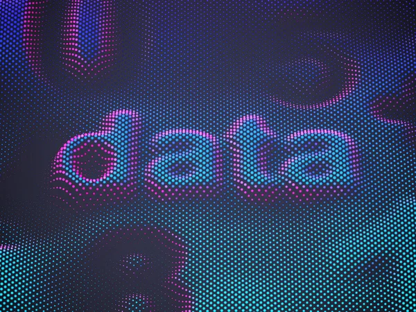 Palavra 3D Dados com dígitos na superfície digital pixelada . —  Vetores de Stock