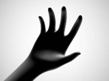 3 boyutlu siyah açık avuç içi bir şey sunuyor. Yardım, bakım ve çevrimiçi destek kavramı.