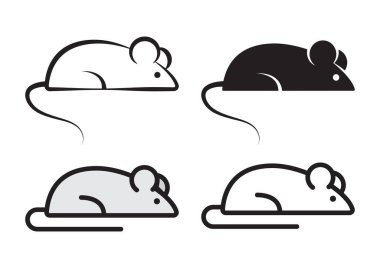 Fare, taslak ve düz. Çin Yeni Yılı afişleri için tasarım elemanları. Vektör