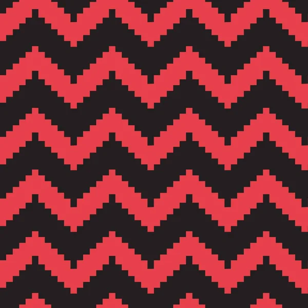 Chevron seamless pattern. Decorative classic striped print in zig zag, red and black colors. Vector — Stock Vector