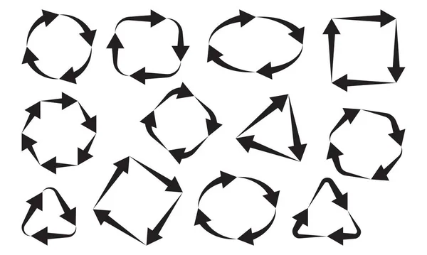 Coleção setas pretas diferentes formas. Ilustração vetorial — Vetor de Stock