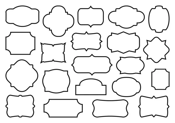 老式框架不同形状的装饰徽章,模板横幅,线条艺术. B.病媒 — 图库矢量图片